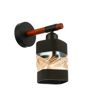 SLE114401-01 Светильник настенный Черный, Темное дерево/Черный, Прозрачный, Янтарный E27 1*60W ABIRITTO-foto2