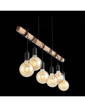 SL1142.403.06 Светильник подвесной Черный, Светлое дерево E27 6*60W BAGETTI-foto7