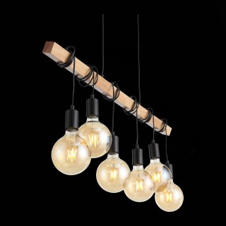 SL1142.403.06 Светильник подвесной Черный, Светлое дерево E27 6*60W BAGETTI-foto7