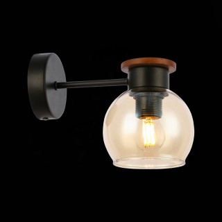 SLE108101-01 Светильник настенный Черный, Темное дерево/Прозрачный, Янтарный E27 1*60W RASCO-foto7