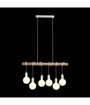 SL1142.503.06 Светильник подвесной Белый, Светлое дерево E27 6*60W BAGETTI-foto9