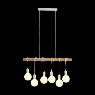 SL1142.503.06 Светильник подвесной Белый, Светлое дерево E27 6*60W BAGETTI-foto9