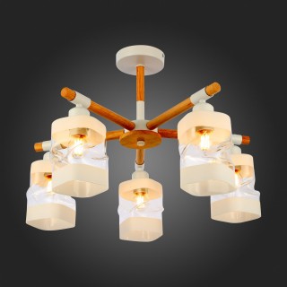 SLE114502-05 Люстра потолочная Белый, Светлое дерево/Белый, Прозрачный E27 5*60W ABIRITTO-foto7