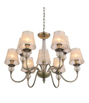 SL185.303.09 Люстра подвесная, потолочная Бронза, Прозрачный/Бежевый, Бронза E14 9*40W GRAZIA-foto2