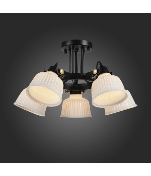 SL714.402.05 Люстра потолочная Черный с золотом/Белый E14 5*40W ALETANTE-foto3