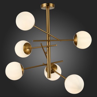 SLE1099-302-06 Люстра потолочная Латунь/Белый E27 6*60W VELIO-foto5