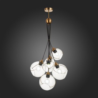 SLE103103-06 Светильник подвесной Золотистый/Прозрачный E27 6*60W SATTURO-foto5