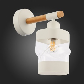 SLE114501-01 Светильник настенный Белый, Светлое дерево/Белый, Прозрачный E27 1*60W ABIRITTO-foto4