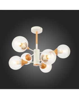 SLE109502-06 Люстра потолочная Белый, Светлое дерево/Прозрачный E27 6*60W LIONE-foto7