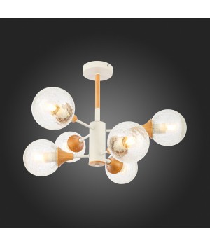 SLE109502-06 Люстра потолочная Белый, Светлое дерево/Прозрачный E27 6*60W LIONE-foto7