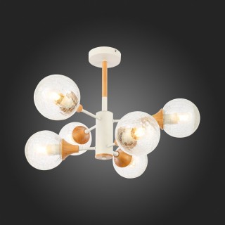 SLE109502-06 Люстра потолочная Белый, Светлое дерево/Прозрачный E27 6*60W LIONE-foto7