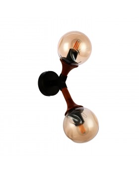 SLE109401-01 Светильник настенный Черный, Темное дерево/Прозрачный, Янтарный E27 2*60W RAQUEL-foto2