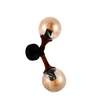 SLE109401-01 Светильник настенный Черный, Темное дерево/Прозрачный, Янтарный E27 2*60W RAQUEL-foto2