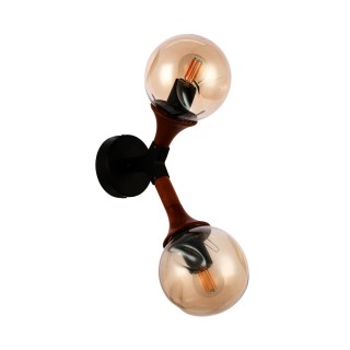 SLE109401-01 Светильник настенный Черный, Темное дерево/Прозрачный, Янтарный E27 2*60W RAQUEL-foto2