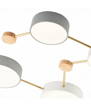 SLE600102-08 Светильник потолочный Золотистый, Светлое дерево/Белый, Серый LED 8*16,5W 4000K DOSSENA-foto4