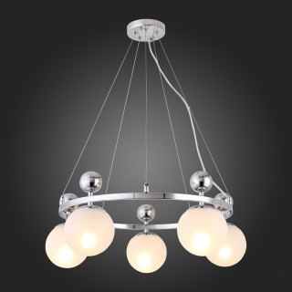 SLE106103-05 Люстра подвесная Хром/Белый E27 5*60W PECHIO-foto7