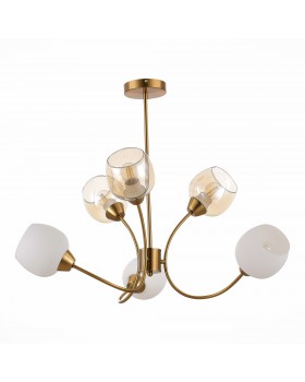 SLE1136-302-06 Люстра потолочная Латунь/Белый, Коньячный E27 6*60W TRATTI-foto2