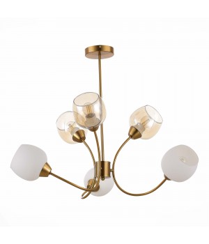 SLE1136-302-06 Люстра потолочная Латунь/Белый, Коньячный E27 6*60W TRATTI-foto2