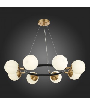 SLE220403-08 Люстра подвесная Черный, Латунь/Белый E27 8*60W FORLI-foto6