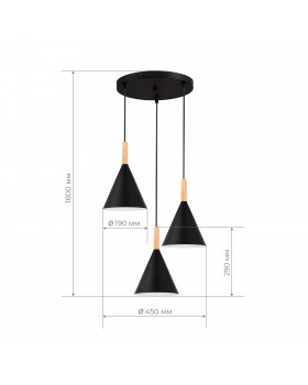 SLE1255-423-03 Светильник подвесной Черный/Черный E27 3*40W ARKET-foto4
