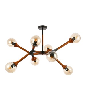 SLE109402-08 Люстра потолочная Черный, Темное дерево/Прозрачный, Янтарный E27 8*60W RAQUEL-foto2