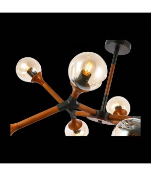 SLE109402-08 Люстра потолочная Черный, Темное дерево/Прозрачный, Янтарный E27 8*60W RAQUEL-foto6