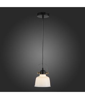SL714.403.01 Светильник подвесной Черный с золотом/Белый E14 1*40W ALETANTE-foto3