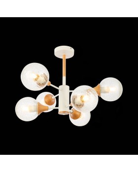 SLE109502-06 Люстра потолочная Белый, Светлое дерево/Прозрачный E27 6*60W LIONE-foto4