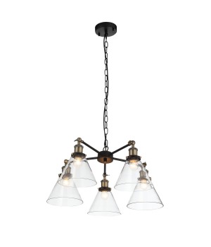 SL237.413.05 Люстра подвесная ST-Luce Черный, Матовое золото/Прозрачный E27 5*60W EVOLUTO-foto2