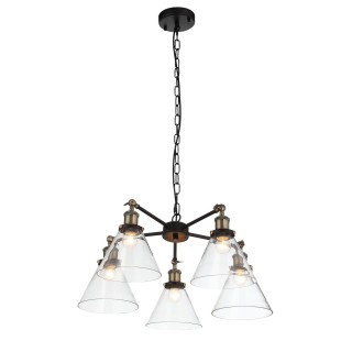 SL237.413.05 Люстра подвесная ST-Luce Черный, Матовое золото/Прозрачный E27 5*60W EVOLUTO-foto2