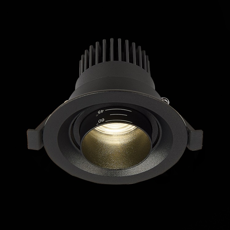 ST701.448.07 Св-к встр. Zoom Черный LED 1*7W 4000K 560Lm Ra 15°-60° IP20 D90xH65 170-240V ST701