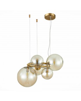 SL1162.303.05 Люстра подвесная ST-Luce Латунь/Коньячный E14 5*40W GORIZIA-foto3