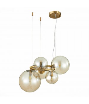 SL1162.303.05 Люстра подвесная ST-Luce Латунь/Коньячный E14 5*40W GORIZIA-foto3