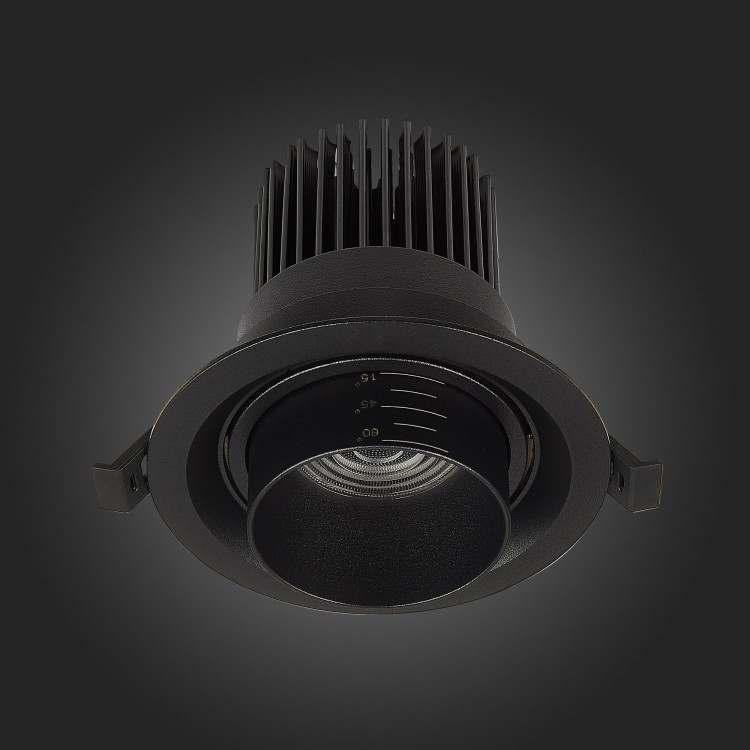 ST701.438.12 Св-к встр. Zoom Черный LED 1*12W 3000K 960Lm Ra90 15°-60° IP20 D115xH95 170-240V ST701