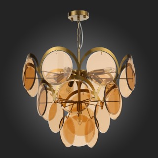 SL1161.333.09 Люстра подвесная ST-Luce Латунь/Янтарный E14 9*60W FAZIA-foto6