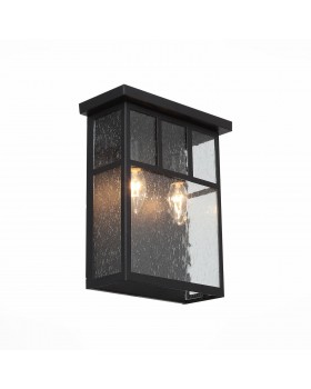 SL079.401.02 Светильник уличный настенный ST-Luce Темный кофе/Прозрачное кракелированное стекло E14 2*60W GLAZGO-foto2