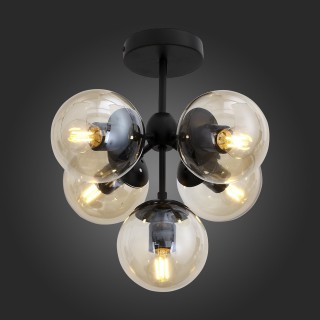 SL549.402.05 Люстра потолочная ST-Luce Черный/Дымчатый E27 5*60W STAMPO-foto5