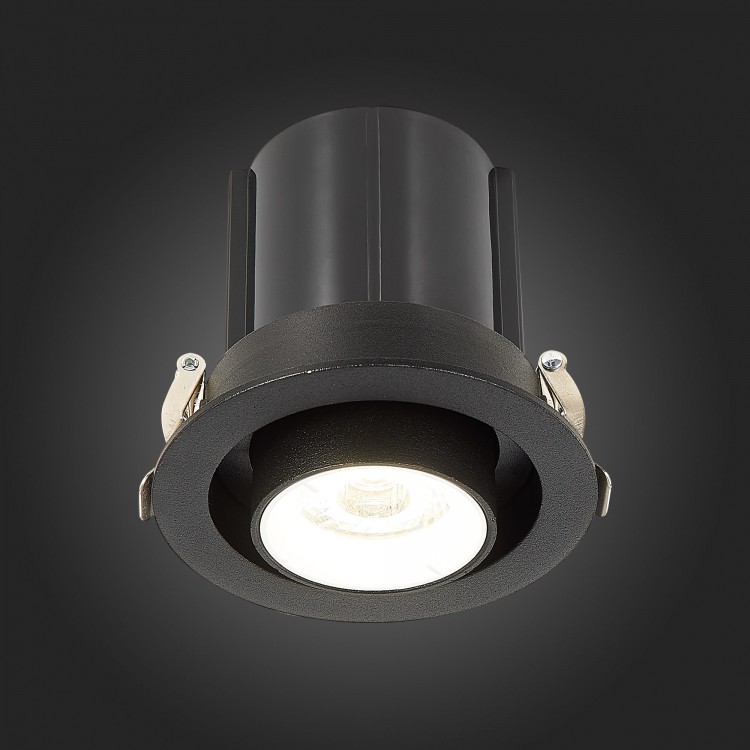 ST702.438.12 Св-к встр. Черный LED 1*12W 3000K 900Lm Ra80 24° IP20 D90xH92 180-240V ST702