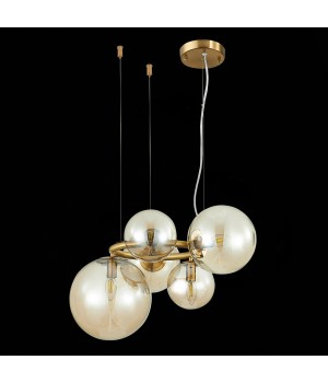 SL1162.303.05 Люстра подвесная ST-Luce Латунь/Коньячный E14 5*40W GORIZIA-foto6