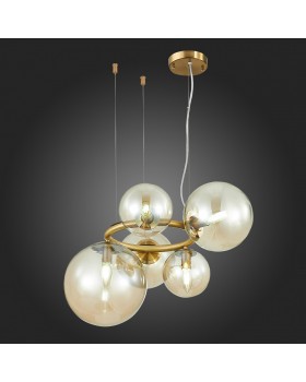 SL1162.303.05 Люстра подвесная ST-Luce Латунь/Коньячный E14 5*40W GORIZIA-foto7