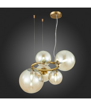 SL1162.303.05 Люстра подвесная ST-Luce Латунь/Коньячный E14 5*40W GORIZIA-foto7