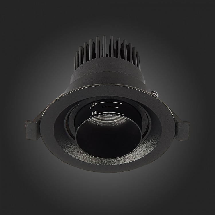 ST701.448.07 Св-к встр. Zoom Черный LED 1*7W 4000K 560Lm Ra 15°-60° IP20 D90xH65 170-240V ST701