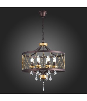 SL789.423.08 Люстра подвесная ST-Luce Темный кофе, Золото/Темный кофе, Золото, Прозрачный E14 8*60W GRASSО-foto5