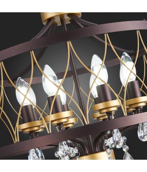 SL789.423.08 Люстра подвесная ST-Luce Темный кофе, Золото/Темный кофе, Золото, Прозрачный E14 8*60W GRASSО-foto12