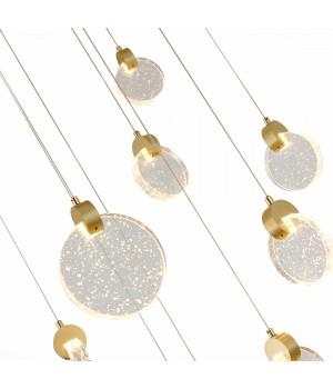 SL6104.203.09 Светильник подвесной ST-Luce Золотистый/Прозрачный,С пузырьками воздуха LED 9*3W 3000K Montecelio-foto3