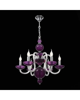 SL757.803.06 Люстра подвесная ST-Luce Хром, Пурпурный/Пурпурный E14 6*40W NINFA-foto3