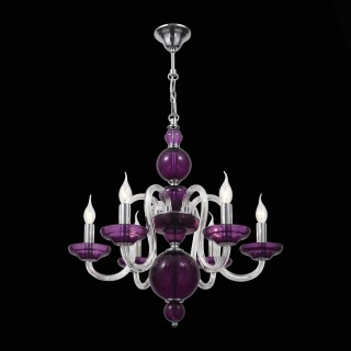 SL757.803.06 Люстра подвесная ST-Luce Хром, Пурпурный/Пурпурный E14 6*40W NINFA-foto3