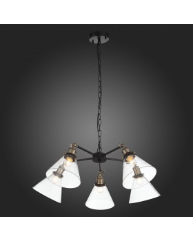 SL237.413.05 Люстра подвесная ST-Luce Черный, Матовое золото/Прозрачный E27 5*60W EVOLUTO-foto7