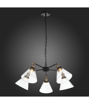 SL237.413.05 Люстра подвесная ST-Luce Черный, Матовое золото/Прозрачный E27 5*60W EVOLUTO-foto7