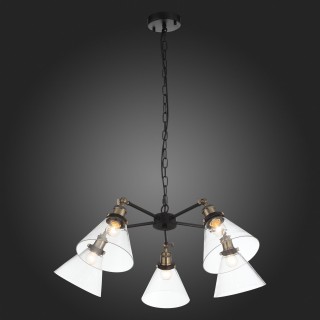 SL237.413.05 Люстра подвесная ST-Luce Черный, Матовое золото/Прозрачный E27 5*60W EVOLUTO-foto7